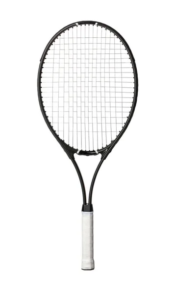 Zwart tennisracket geïsoleerd op witte achtergrond — Stockfoto