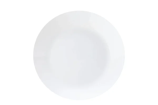 Vit keramik platta isolerad på vit bakgrund — Stockfoto