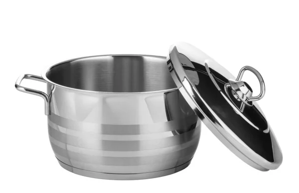 Stainless steel pot isolated on white background — Stock Photo, Image