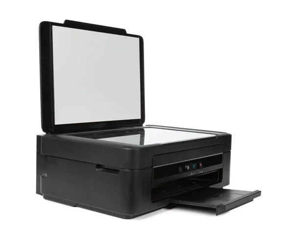Impressora doméstica multiúso isolada no fundo branco — Fotografia de Stock