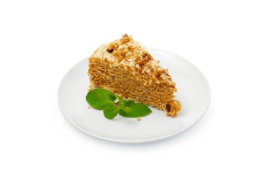 Beyaz arkaplanda yalıtılmış Macar Esterhazy keki