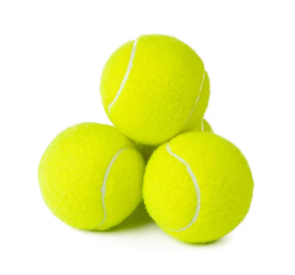 Verschillende tennisballen geïsoleerd op witte achtergrond — Stockfoto