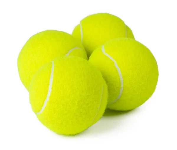 Varias pelotas de tenis aisladas sobre fondo blanco — Foto de Stock