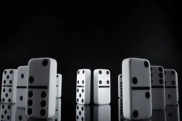 Close up of Domino pieces on black background — Stock Photo, Image