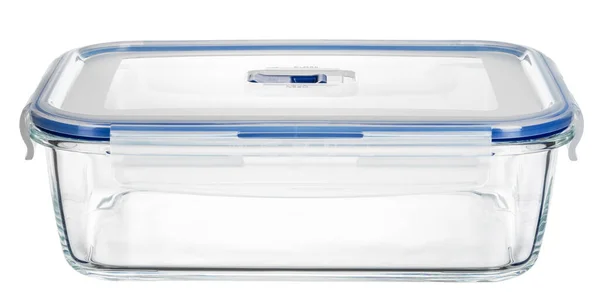 Close up de recipientes de alimentos de vidro isolados sobre fundo branco — Fotografia de Stock