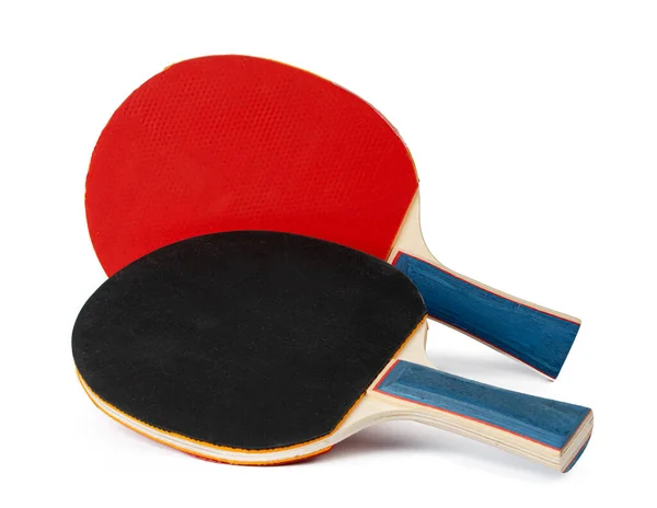 Twee ping pong rackets geïsoleerd op witte achtergrond — Stockfoto