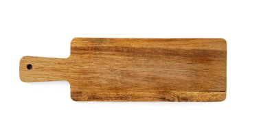 Beyaz arkaplanda koyu tahta kesim tahtası