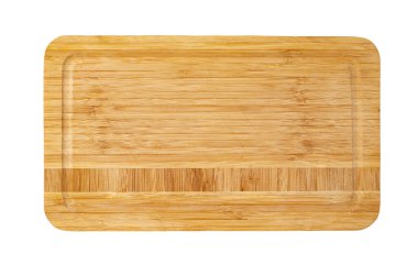 Beyaz arkaplanda tahta kesme tahtası