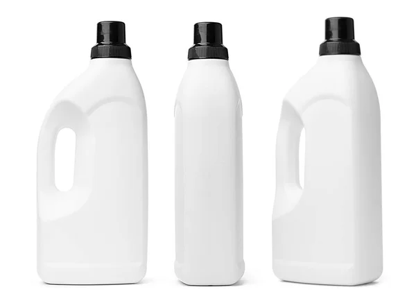 Weiße Plastikflasche Waschmittel isoliert auf weißem Hintergrund — Stockfoto
