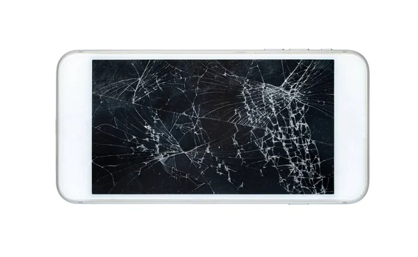 흰색 배경에 손상된 화면 이 분리 된 스마트폰 — 스톡 사진