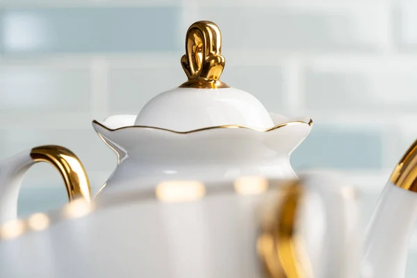 Close up foto de louça de porcelana para chá — Fotografia de Stock