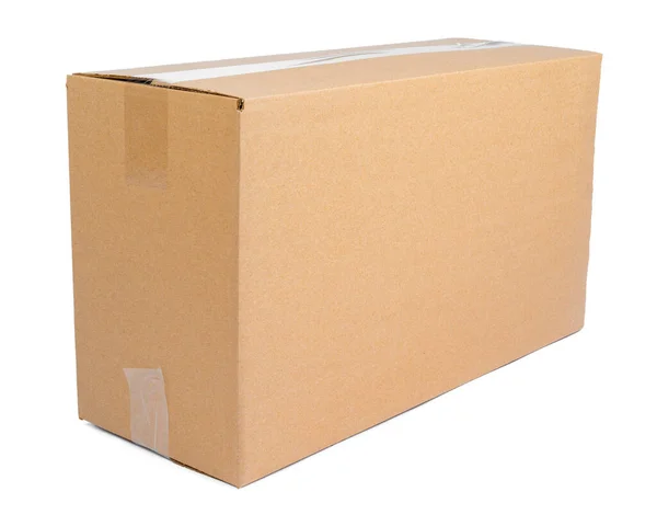 白色背景下隔离的单个纸盒移动盒 — 图库照片