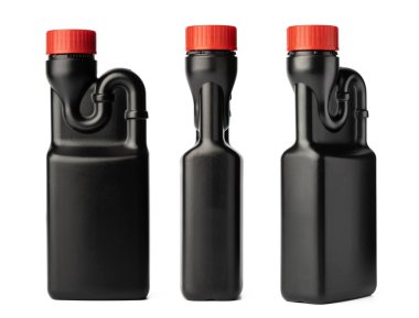 Beyaz arkaplanda plastik sıvı deterjan kabı