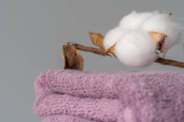 Pamuk yumuşak havlular ön görünüm, boşluk kopyala