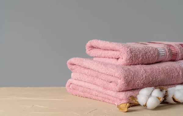 Cotton soft towels front view, copy space — Stock Photo, Image
