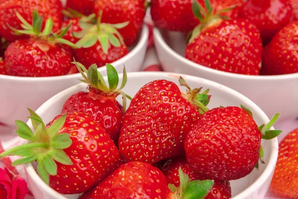 Close up of fresh ripe strawberry fruits — Stock Photo, Image