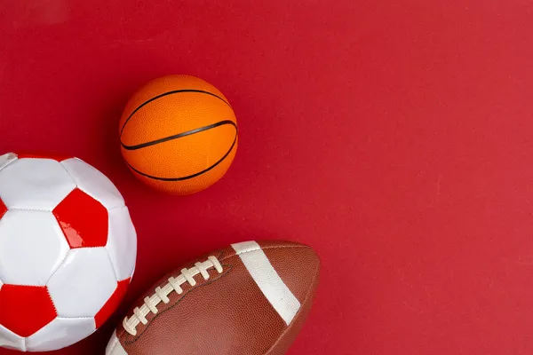 Conjunto de bolas para futebol, basquete e rugby — Fotografia de Stock