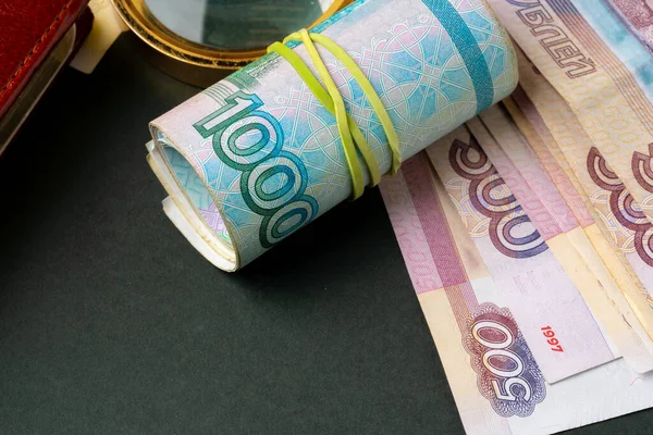 Foto da vicino di rubli russi. Concetto finanziario e aziendale — Foto Stock
