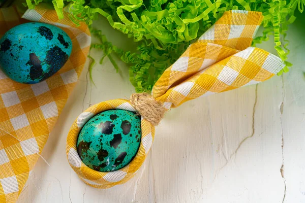 Blue painted eggs close up for Easter — Stock Photo, Image