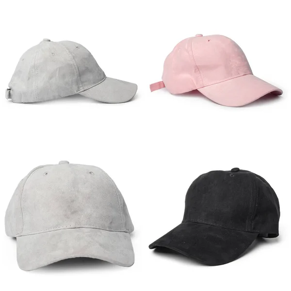 Blank flat snap back hat set no fundo branco — Fotografia de Stock