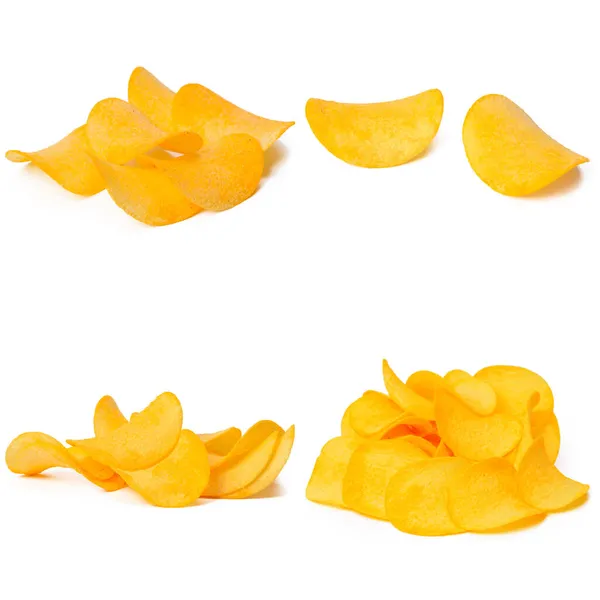 Aardappelchips geïsoleerd op witte achtergrond. Inzameling — Stockfoto