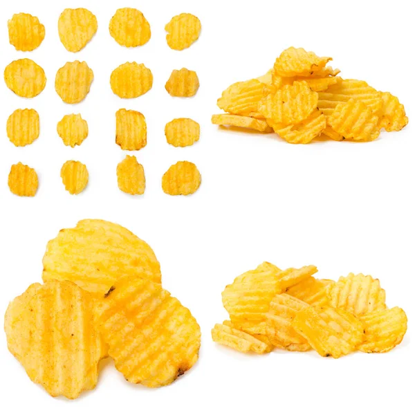 Batatas fritas isoladas em fundo branco. Recolha — Fotografia de Stock