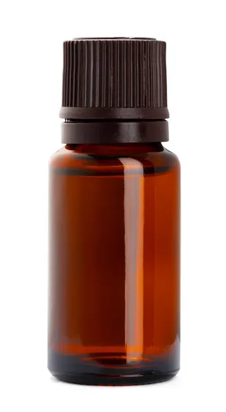 De plástico marrón, botella de vidrio para cosméticos aislados en blanco — Foto de Stock
