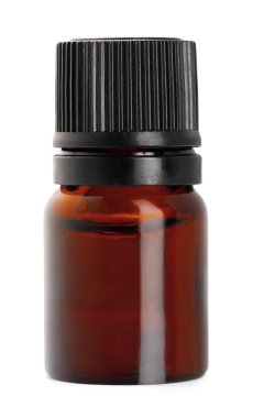 Kahverengi plastik, beyaza izole edilmiş kozmetik ürünleri için cam şişe.