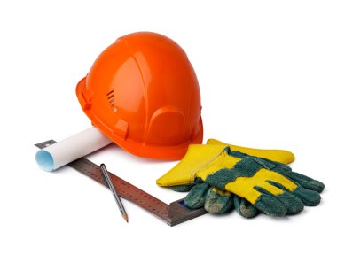 Güvenlik başlığı ve planlar beyaz arkaplanda izole edildi