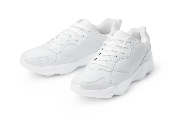 Nouvelle paire de baskets blanches isolées sur blanc — Photo