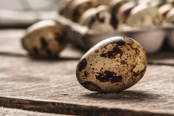 木製のテーブルの上に卵をウズラ — ストック写真