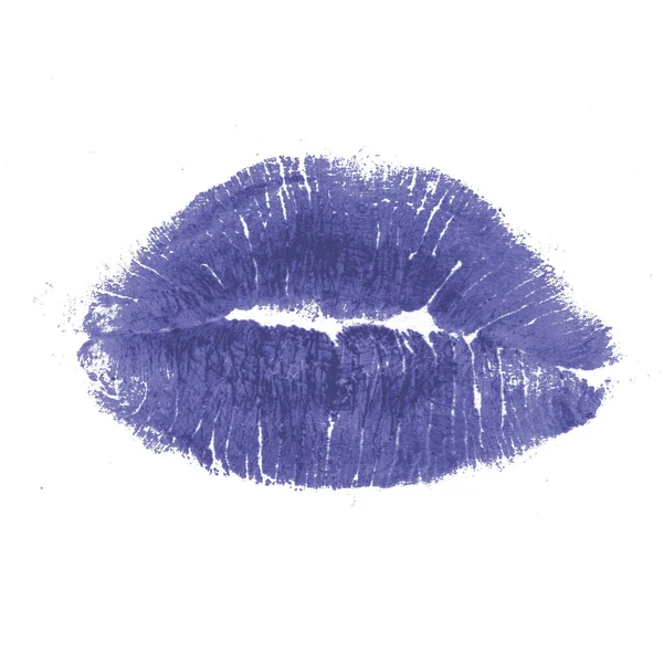 Paarse lippen kussen geïsoleerd op witte achtergrond — Stockfoto