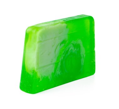 Sabun çubuğu beyaz arkaplanda izole edildi, kapat