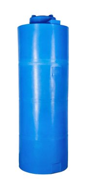 Beyaza izole edilmiş su için devasa plastik bir tank.