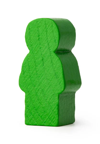 Figura de juguete de madera verde del hombre aislado en blanco —  Fotos de Stock