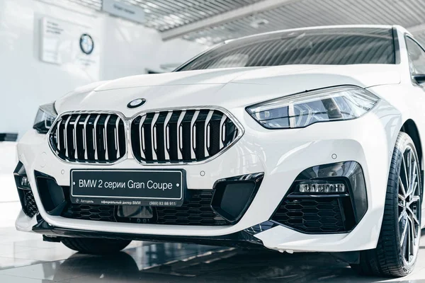 KRASNODAR, RUSSIA - NOVEMBER 19, 2020: White BMW Series 2 Gran Coupe in car showroom