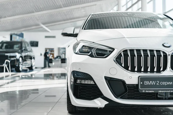 KRASNODAR, RUSSIA - NOVEMBER 19, 2020: White BMW Series 2 Gran Coupe in car showroom — ストック写真