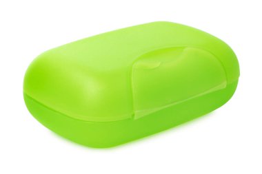 Beyaz arkaplanda izole edilmiş plastik sabun kutusu