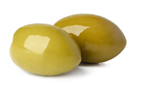 Pile of green olives on white background — Stock Photo, Image