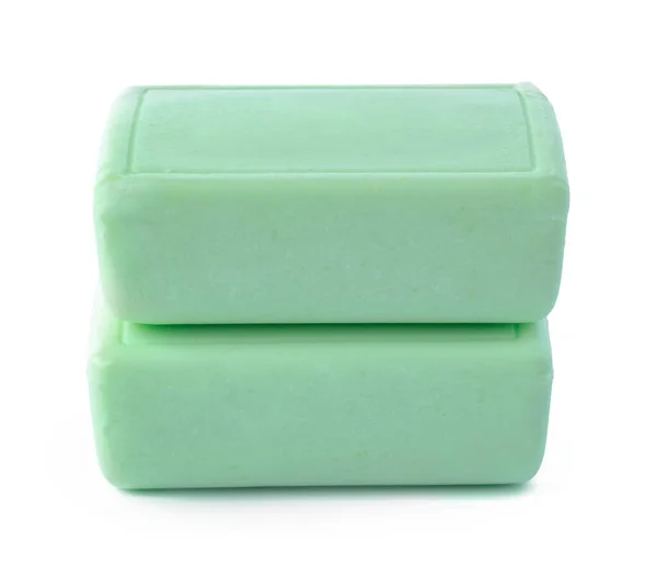 Зелені мильні бруски ізольовані на білому тлі . — стокове фото