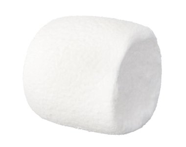 Tek parça marşmelov beyaza izole edilmiş.