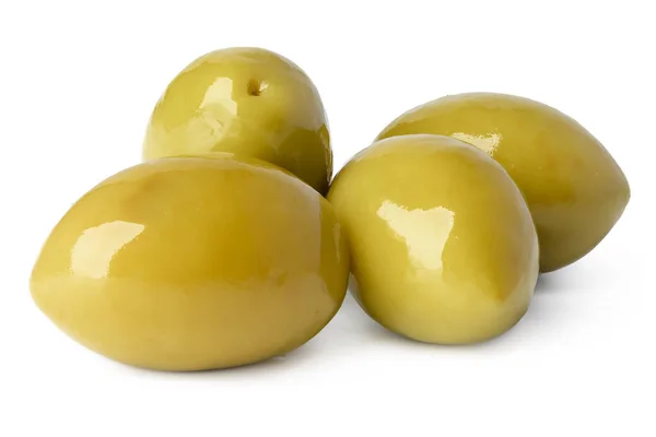 Pile of green olives on white background — Stock Photo, Image