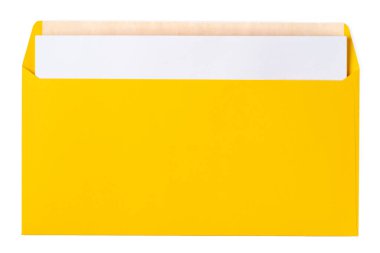 sarı zarf beyaz arkaplanda izole edildi