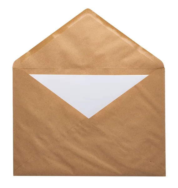 Enveloppe en papier recyclé artisanat isolé fond blanc — Photo