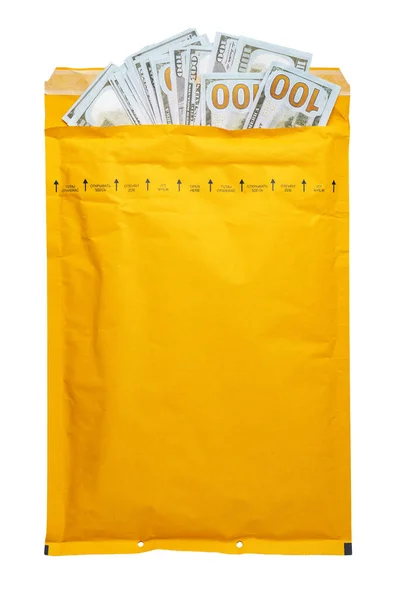 Bruine envelop voor en achter geïsoleerd op witte achtergrond. Letter bovenaanzicht. — Stockfoto
