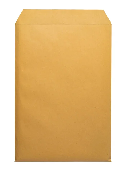 Brązowa koperta z przodu i z tyłu odizolowana na białym tle. Widok z góry listu. — Zdjęcie stockowe