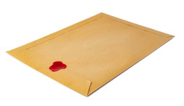 Geri dönüştürülmüş kağıt zarf izole edilmiş beyaz arkaplan