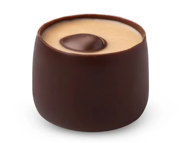 Praline aus Schokolade isoliert auf weißem Hintergrund — Stockfoto