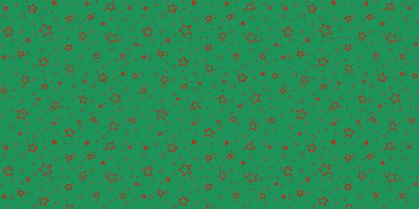 Зелений Різдвяний Фон Червоні Великі Маленькі Зірки Різдвяний Декор — стокове фото