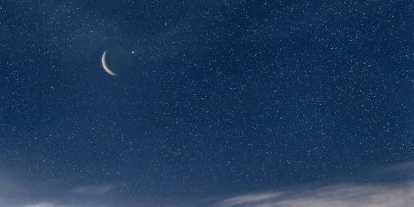 Ramadán Kareem Fondo Luna Creciente Cielo Nocturno — Foto de Stock